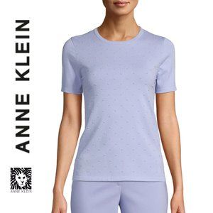 NWT ANNE KLEIN Textured Dot Cotton Sweater Tee